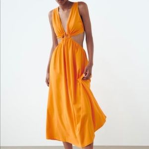 Zara Orange Cutout Dress